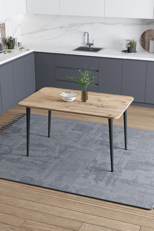 Damla İskandinav Bohem Modern Oval Çam Desen Mutfak - Yemek - Balkon - Çalışma Masası