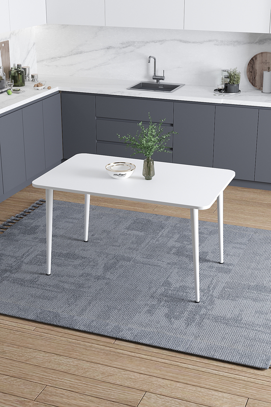 Damla İskandinav Bohem Modern Oval Beyaz Ayak Beyaz Mutfak - Yemek - Balkon - Çalışma Masası