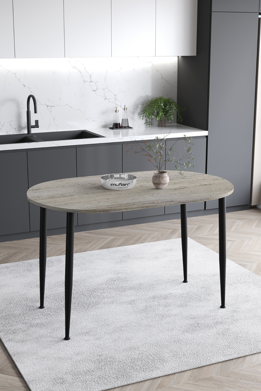 Melinda İskandinav - Bohem Modern Oval Traverten Desen Mutfak - Yemek - Balkon - Çalışma Masası