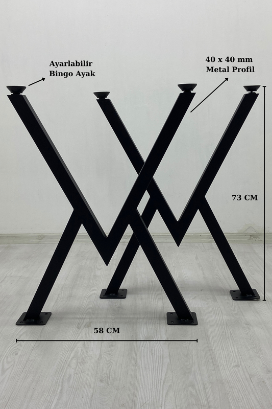 V - Metal Mutfak Masası - Yemek Masası - Çalışma Masası - Balkon Masası Ayağı 2 Adet Ayak