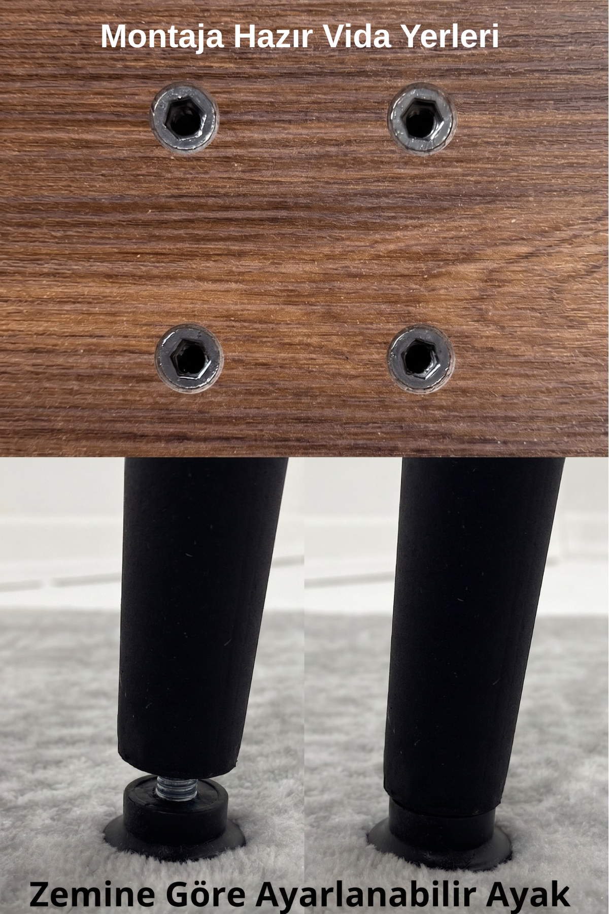 LUNA İskandinav Bohem Oval Metal Ayaklı Ceviz Mutfak-Yemek-Balkon-Çalışma Masası