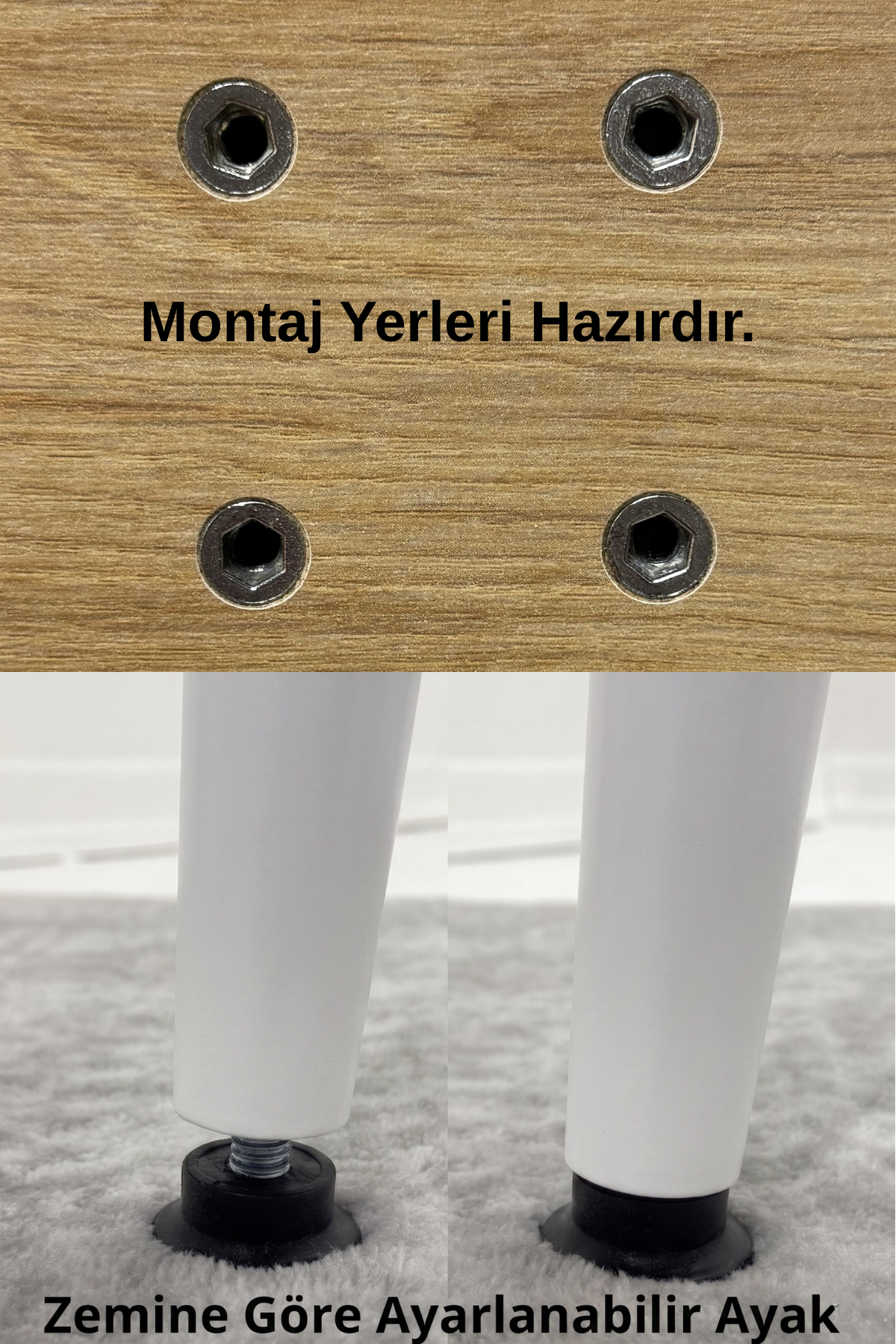 LUNA İskandinav Bohem Oval Beyaz Metal Ayaklı Meşe Mutfak-Yemek-Balkon-Çalışma Masası