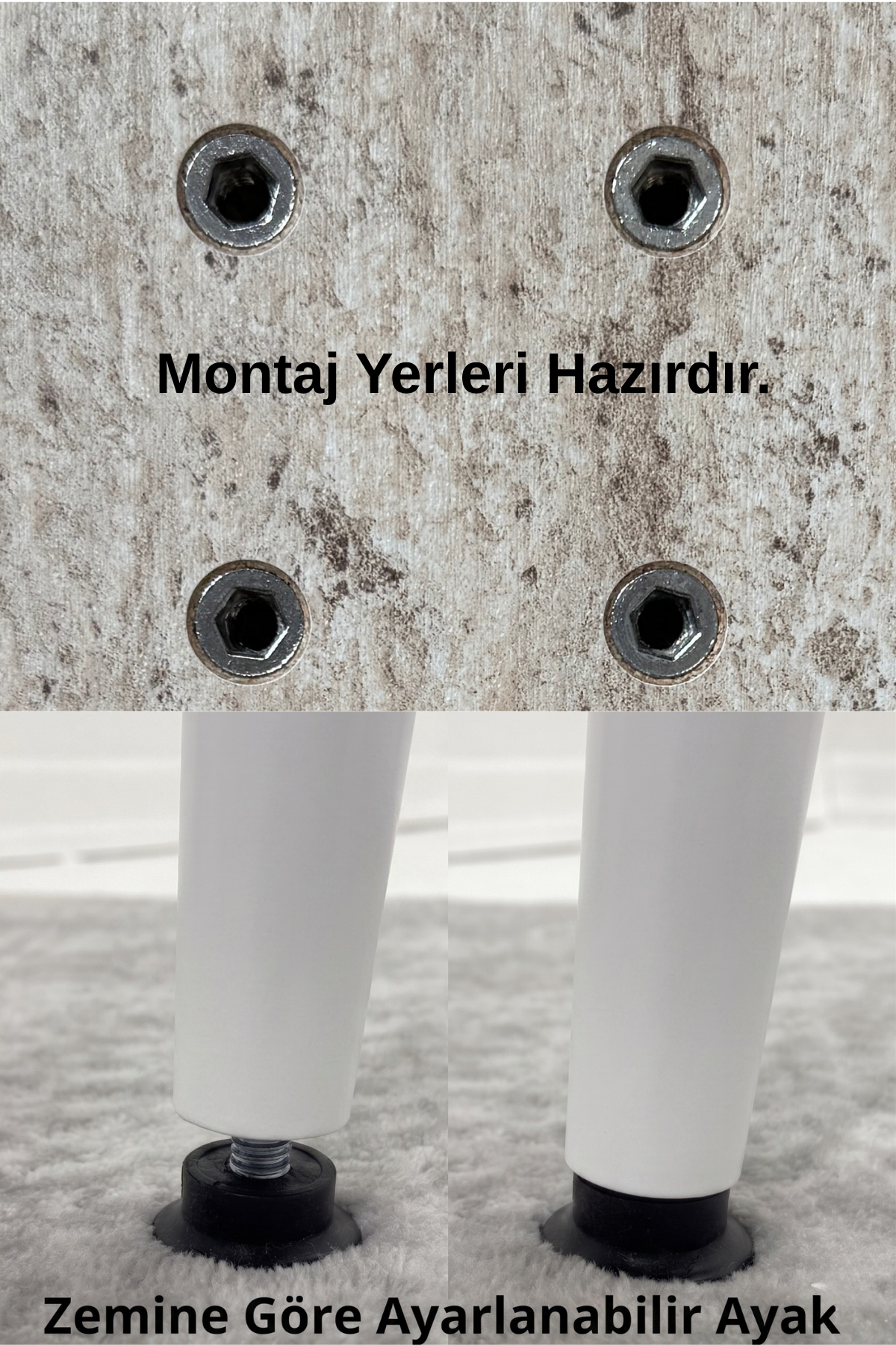LUNA İskandinav Bohem Oval Beyaz Metal Ayaklı Traverten Desen Mutfak-Yemek-Balkon-Çalışma Masası