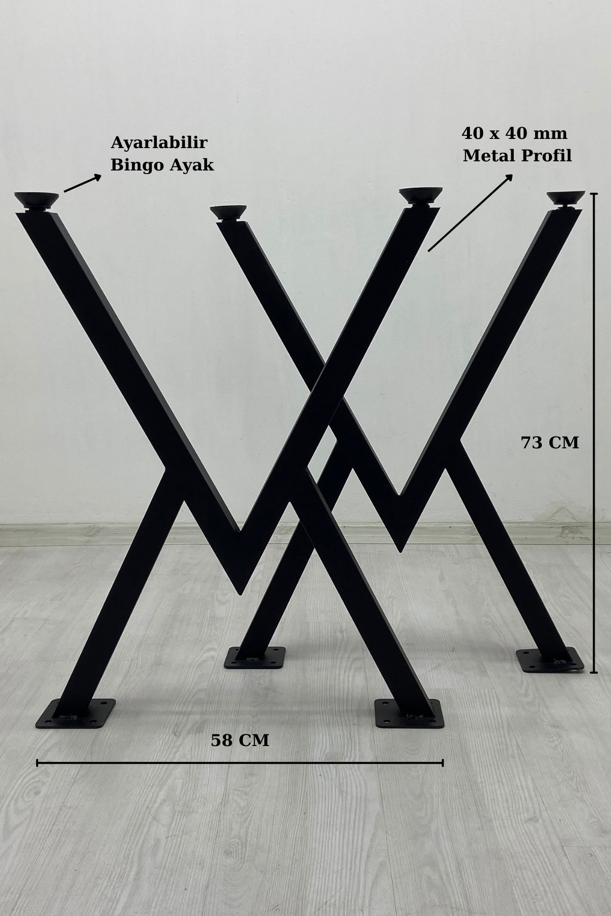 V - Metal Mutfak Masası - Yemek Masası - Çalışma Masası - Balkon Masası Ayağı 2 Adet Ayak