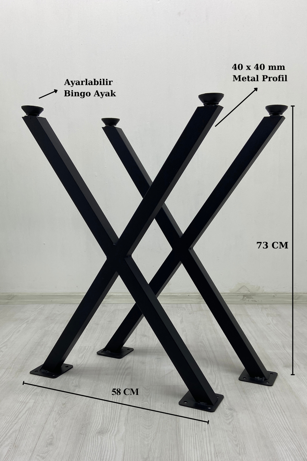 X - Metal Mutfak Masası - Yemek Masası - Çalışma Masası - Balkon Masası Ayağı 2 Adet Ayak